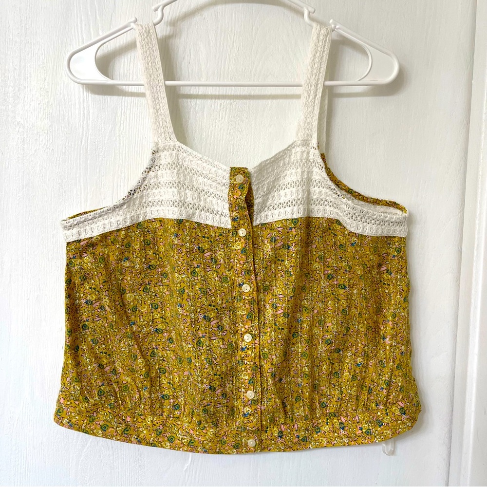 Women's Button-Front Cropped Tank Top - Universal Thread Size L